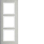 Berker - Plaque de recouvrement 3 postes vertical Berker B.7 inox/blanc polaire