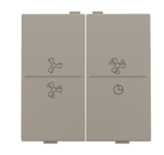 Touche double avec symbole ventilation 0 à 3 pour interrupteur sans fil ou bouton-poussoir à 4 boutons de commande, bronze.