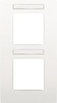 Niko Intense white tweevoudige afdekplaat met 71 mm centerafstand, verticaal, met transparant tekstveld