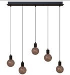 PSM LIGHTING - MAESTRO hanglamp met textielkabel en trekontlasting - balk 900mm - met 5 x kabel 1m zwart textuur /
