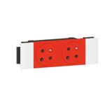 Legrand - Mos.Link prise 2x2P+T aff.détr 45°-soluclip-4 mod-rouge