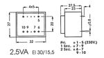 Velleman - Transformateur moule 2.5va 2 x 9v / 2 x 0.139a