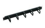 Logon - 1U 19" Cable Organizer panel with 5 cable hooks, black