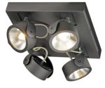SLV LIGHTING - KALU LED 4 applique/plafonnier, carré, noir, LED 60W, 3000K, 60°