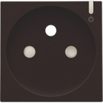 Afwerkingsset voor geconnecteerd schakelbaar stopcontact met penaarde en bedieningsknop, dark brown