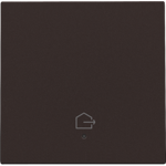 Set de finition avec lentille pour interrupteur simple connecté, symbole "quitter la maison", dark brown