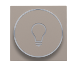 Set de finition avec anneau transparent avec symbole lampe pour bouton-poussoir 6 A avec LED couleur ambre avec culot E10, bronze