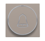 set de finition avec anneau transparant avec symbole de cloche pour bouton-poussoir 6 A avec LED ambrée et culot E10, bronze
