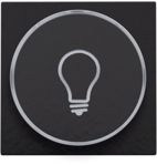 Set de finition avec anneau transparent avec symbole lampe pour bouton-poussoir 6 A avec LED couleur ambre avec culot E10, Bakelite® piano black coated