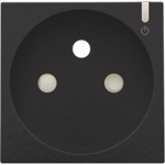 Afwerkingsset voor geconnecteerd schakelbaar stopcontact met penaarde en bedieningsknop, Bakelite® piano black coated