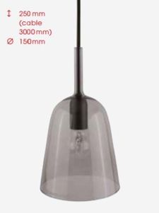 LUMINELLO - HANGLAMP IN PYREX SMOKED GLAS MET LAMPVOET E14 230V