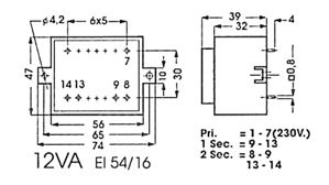 Velleman - Transformateur moule 12va 2 x 7.5v / 2 x 0.800a