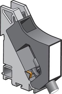 Module rail DIN avec connecteur coaxial de type F pour montage central d’une prise coaxiale avec câble RG59 dans l’armoire de connexion