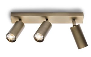 LUMINELLO - driedubbele spot met lampvoet gu10 230v rubbed brass