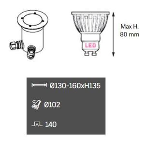 PSM LIGHTING - GRONDSPOT MET AFDEKKADER OP DE BEVLOERING - 230V LAVA INOX