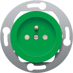 Gekleurd stopcontact met penaarde en kinderveiligheid voor vloerdozen, inbouwdiepte 28,5 mm, insteekklemmen, green
