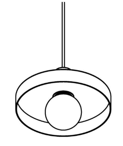 PSM LIGHTING - Suspension - Rond - Avec 1,5M De Câble Textile Et Arrêt De Câble À La Douille Noir - Blanc Int. / C