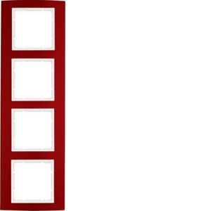 Berker - Plaque de recouvrement 4 postes Berker B.3 Alu, rouge/blanc polaire