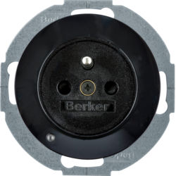 Berker - Wandcontactdoos met LED-oriëntatielicht Berker R.1/R.3 zwart, glanzend