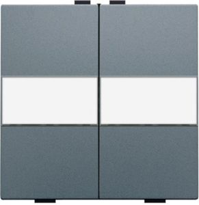 Tweevoudige toets met tekstveld voor draadloze schakelaar of drukknop met 4 bedieningsknoppen, alu grey coated