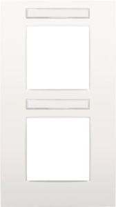 Plaque de recouvrement double de 71 mm d'entraxe, verticale, avec fenêtre transparente, Niko Intense white