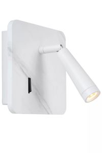 Lucide - OREGON - Bedlamp - LED - 1x4W 3000K - Met USB oplaadpunt - Wit