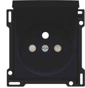 Afwerkingsset voor stopcontact met klapdeksel, penaarde en kinderveiligheid, inbouwdiepte 28,5 mm, black coated