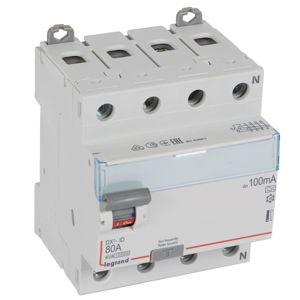 Legrand - Diff schak DX³ 4P 100mA 80A Type A - 4 modules