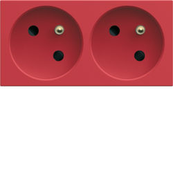 Hager - Dubbel stopcontact gallery kabelkanaal 2P+A 16A rood