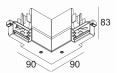 DELTA LIGHT - Track 3F Dim H Corner 90° Out B