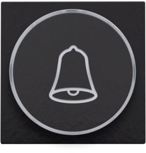 Set de finition avec anneau transparent avec symbole sonnette pour bouton-poussoir 6 A avec LED couleur ambre avec culot E10, Bakelite® piano black coated