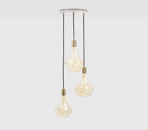 Tala - Triple Brass Pendant + White Canopy + 3 Bulbs Voronoi Ii