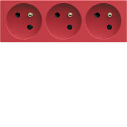 Hager - Drievoudig stopcontact gallery kabelkanaal 2P+A 16A rood