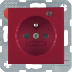 Berker - Prise de courant avec LED de contrôle Berker S.1/B.3/B.7 rouge, mat