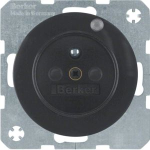 Berker - Wandcontactdoos met controle-LED Berker R.1/R.3 zwart, glanzend