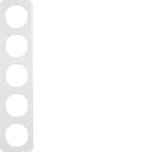 Berker - Plaque de recouvrement 5 postes Berker R.1 blanc polaire, brillant