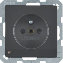 Berker - Wandcontactdoos met LED-oriëntatielicht Berker Q.1/Q.3 antracit, fluweel