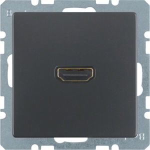 Berker - HDMI wandcontactdoos met 90°-aansluiting Berker Q.1/Q.3 antraciet, fluweel