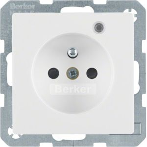 Berker - Prise de courant avec LED de contrôle Berker Q.1/Q.3 blanc polaire, velours