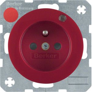 Berker - Wandcontactdoos met controle-LED Berker R.1/R.3 rood, glanzend