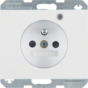 Berker - Prise de courant avec LED de contrôle Berker K.1 blanc polaire, brillant