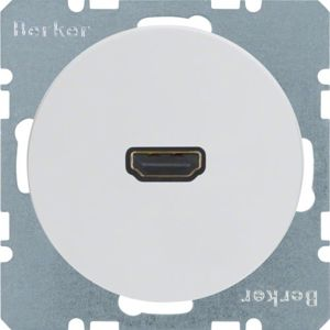 Berker - HDMI wandcontactdoos Berker R.1/R.3 polarwit, glanzend