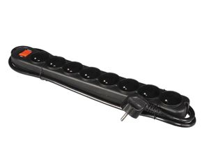 Velleman - 8-voudige stekkerdoos met schakelaar & overbelastingsbeveiliging - zwart