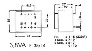 Velleman - Transformateur moule 3.8va 2 x 7.5v / 2 x 0.254a