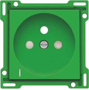 Afwerkingsset met doorschijnende lens voor stopcontact met spanningsaanduiding, penaarde en kinderveiligheid, inbouwdiepte 28,5 mm, green