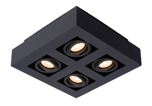 Lucide - XIRAX - Plafondspot - LED Dim to warm - GU10 - 4x5W 2200K/3000K - Zwart