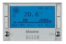 Bticino - THERMOSTAT D'AMB AVEC BATT. AXOLUTE 3 MODULES CLAIRE