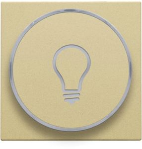 Set de finition avec anneau transparent avec symbole lampe pour bouton-poussoir 6 A avec LED couleur ambre avec culot E10, alu gold coated