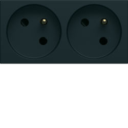 Hager - Dubbel stopcontact gallery kabelkanaal 2P+A 16A zwart