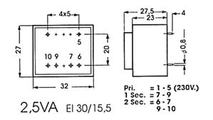 Velleman - Transformateur moule 2.5va 1 x 15v / 1 x 0.167a